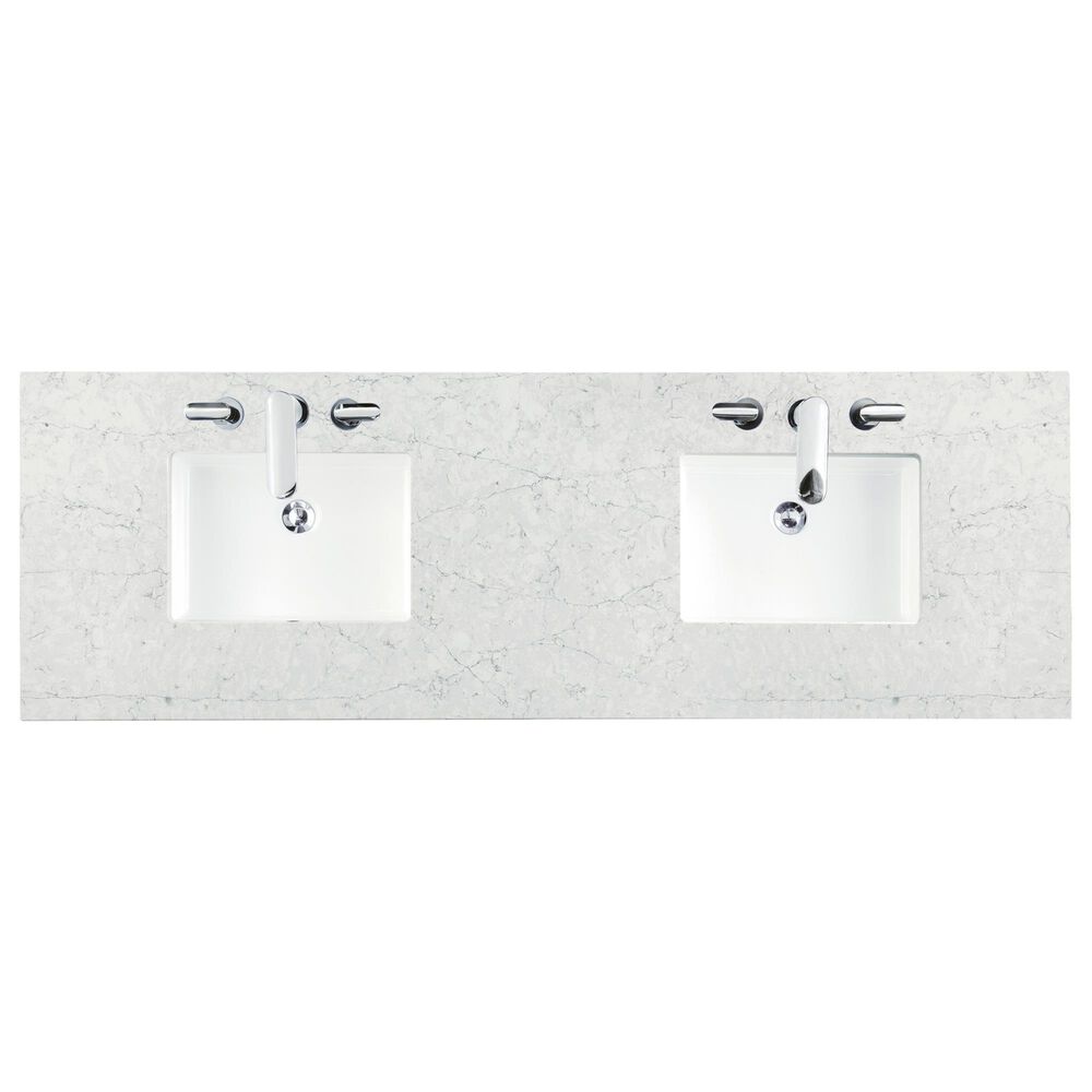 James Martin Vanities Myrrin 72" Double Vanity in Mid-Century Walnut with 3 cm Eternal Jasmine Pearl Quartz Top, , large
