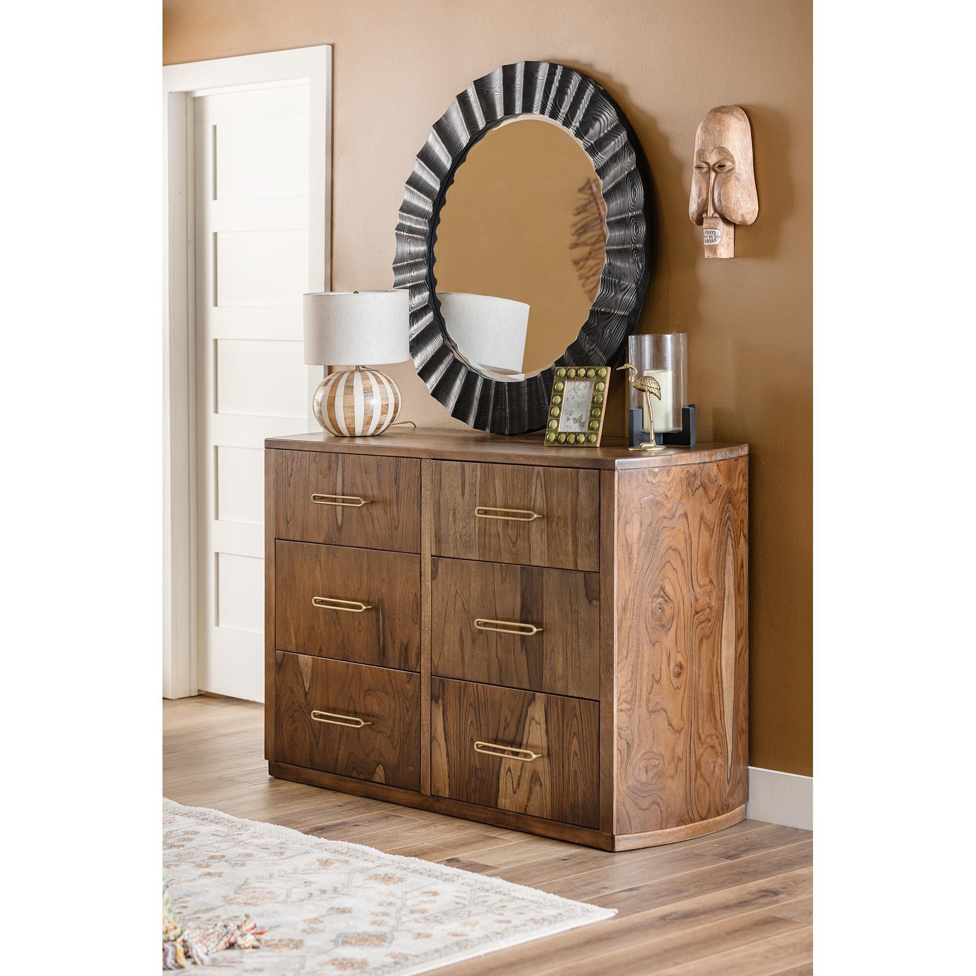 木製ラック・ウッドラック ARMOIRE PALISSANDRE - NEW DELHI TEAK Fallridge Balam 6-Drawer Dresser in Natural Teak
