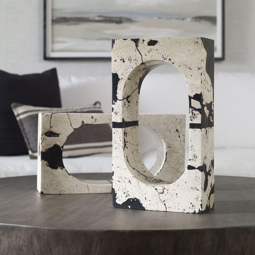 Uttermost Nouveau Coral Stone Sculpture in White and Black, , large