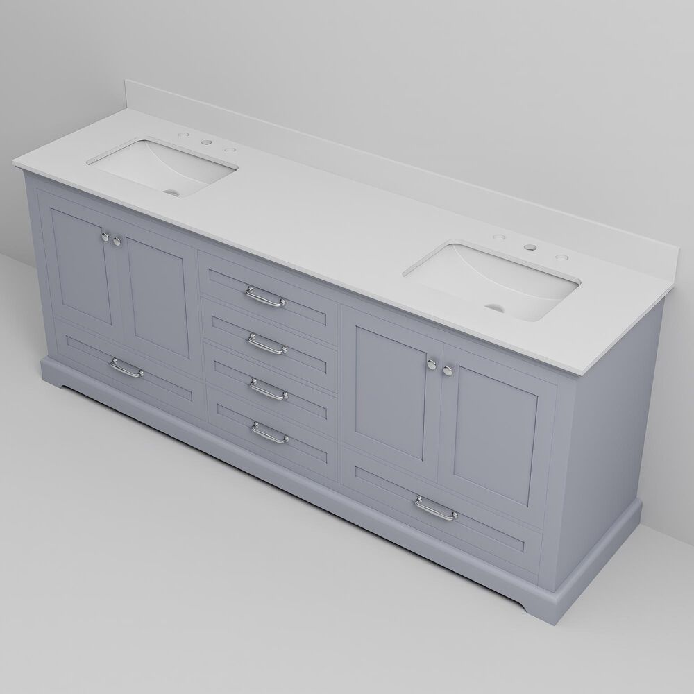 Lexora Home Dukes 80" Double Bathroom Vanity in Dark grey with 2 cm White Quartz Top and Rectangular Sinks, , large