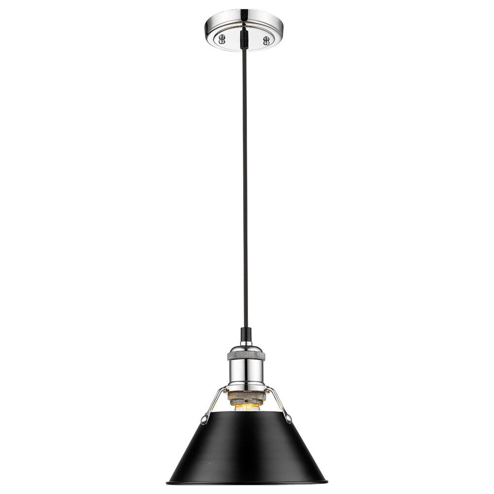 Golden Lighting Orwell 1-Light Small Pendant with Matte Black Shade in Chrome, , large