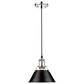 Golden Lighting Orwell 1-Light Small Pendant with Matte Black Shade in Chrome, , large