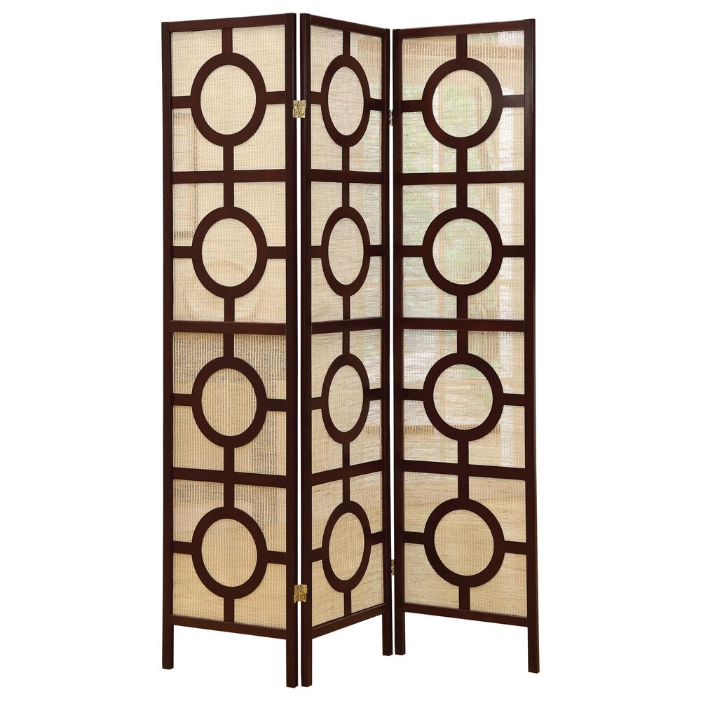 Monarch Specialties 3-Panel Folding Screen in Cappuccino, , large