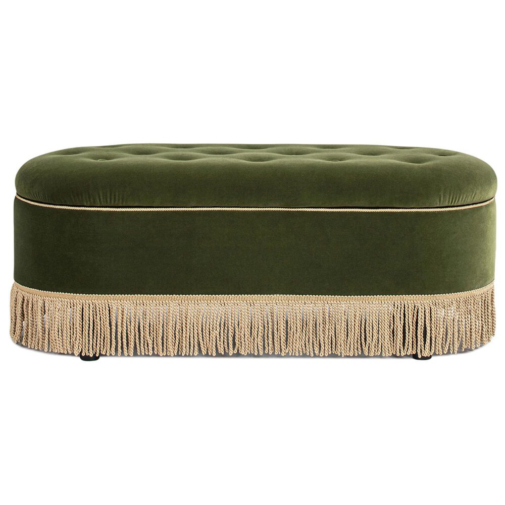 Jennifer Taylor Home Melinda Storage Bench with Tufted Bullion Fringe in Olive Green, , large