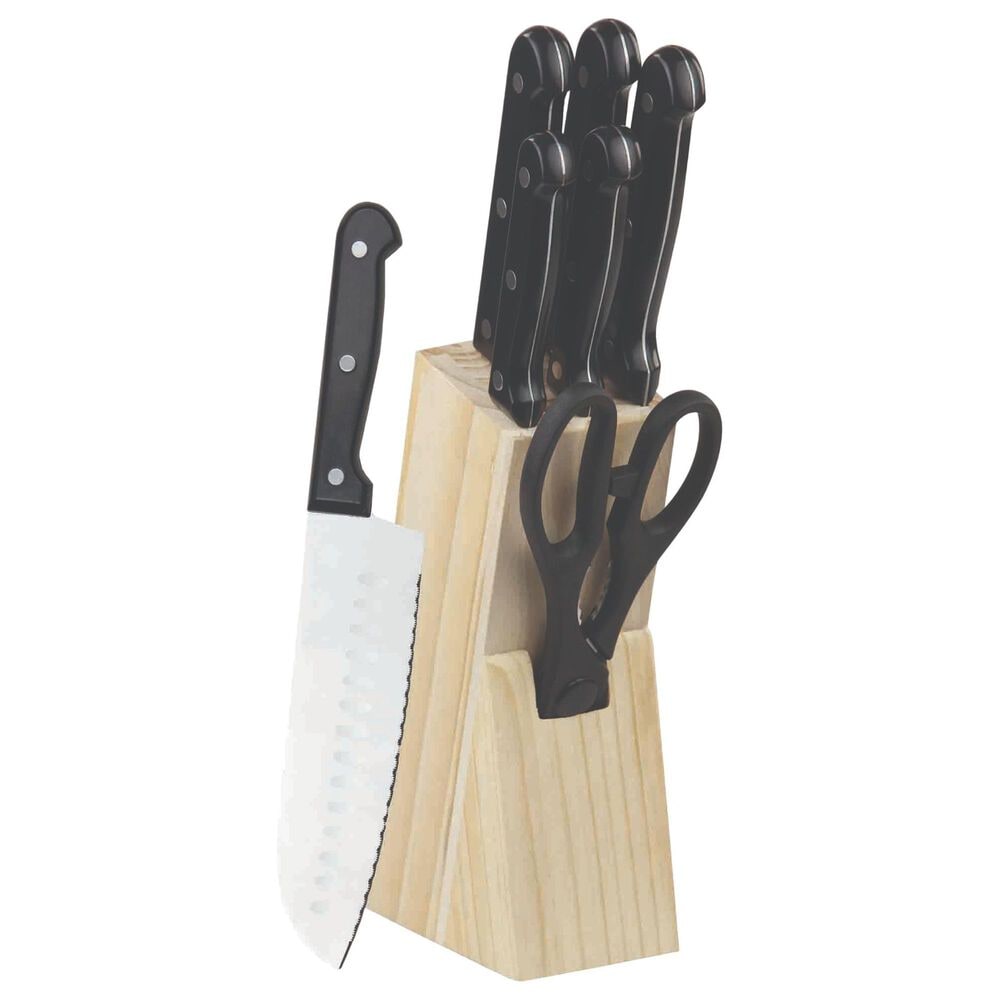 Home Basics 7-Piece Knife Block Cutlery Set in Black, , large