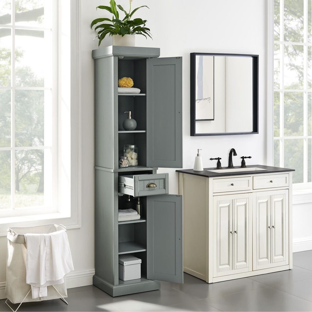Crosley Furniture Seaside Tall Linen in Distressed Gray NFM