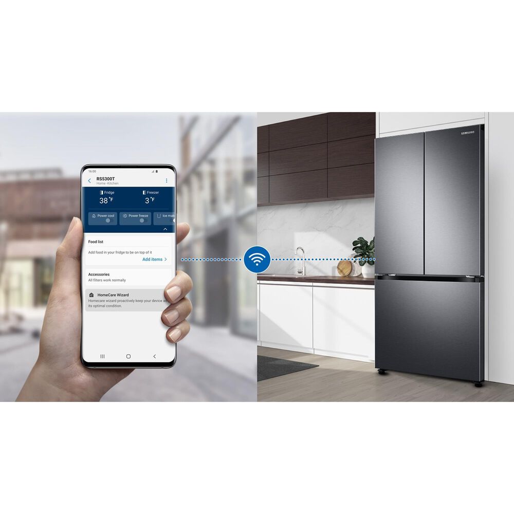 Samsung 17.5 Cu. Ft. 3-Door French Door Refrigerator in Black Caviar Matt, , large