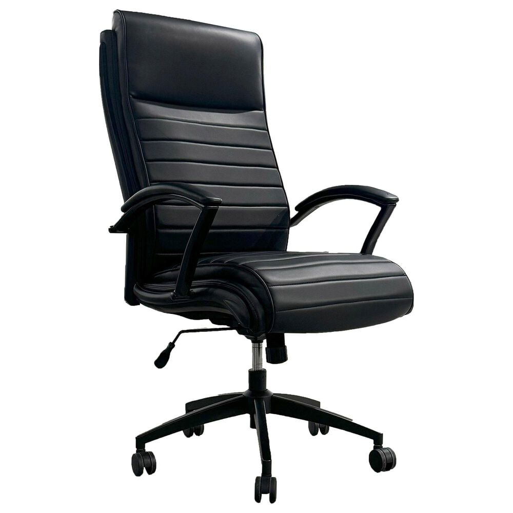 Simeon Collection Leather Desk Chair in Smooth Black, , large
