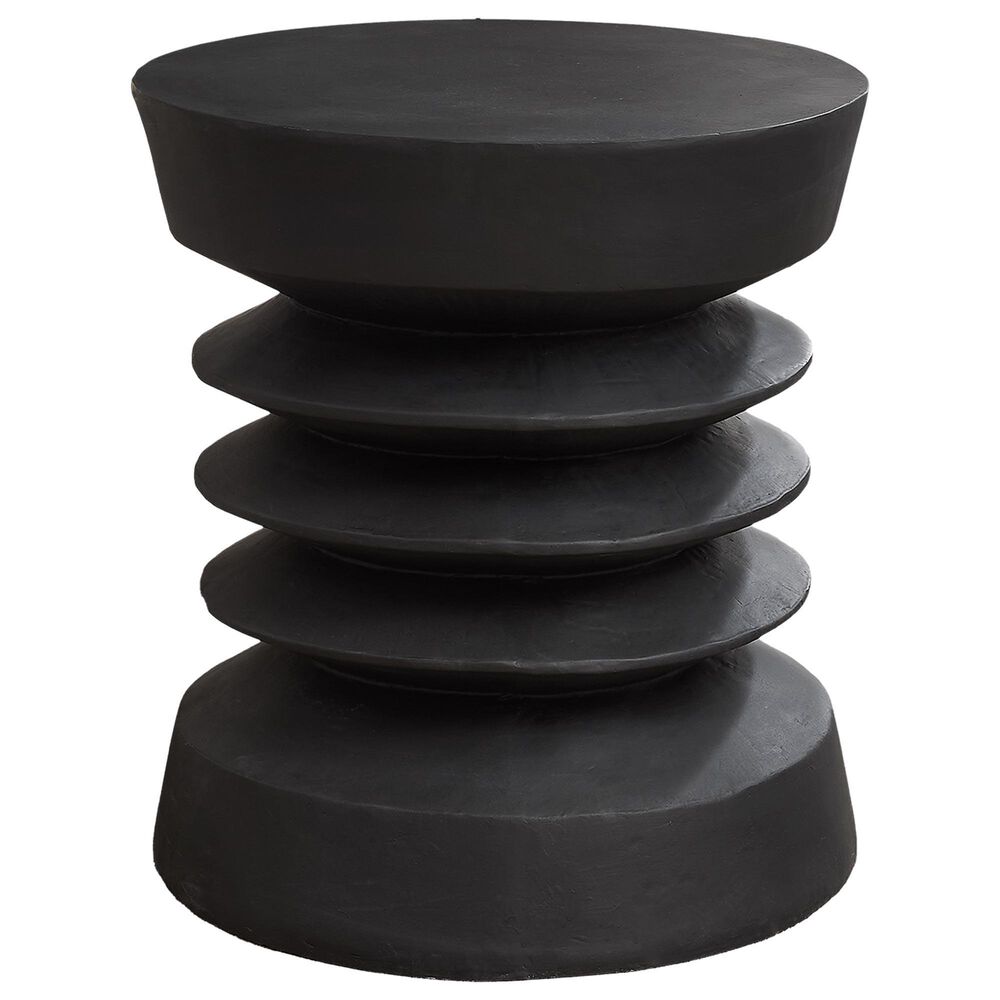 Hearth and Haven Outdoor Round Side Table with Coil-Inspired Pedestal Base in Black, , large