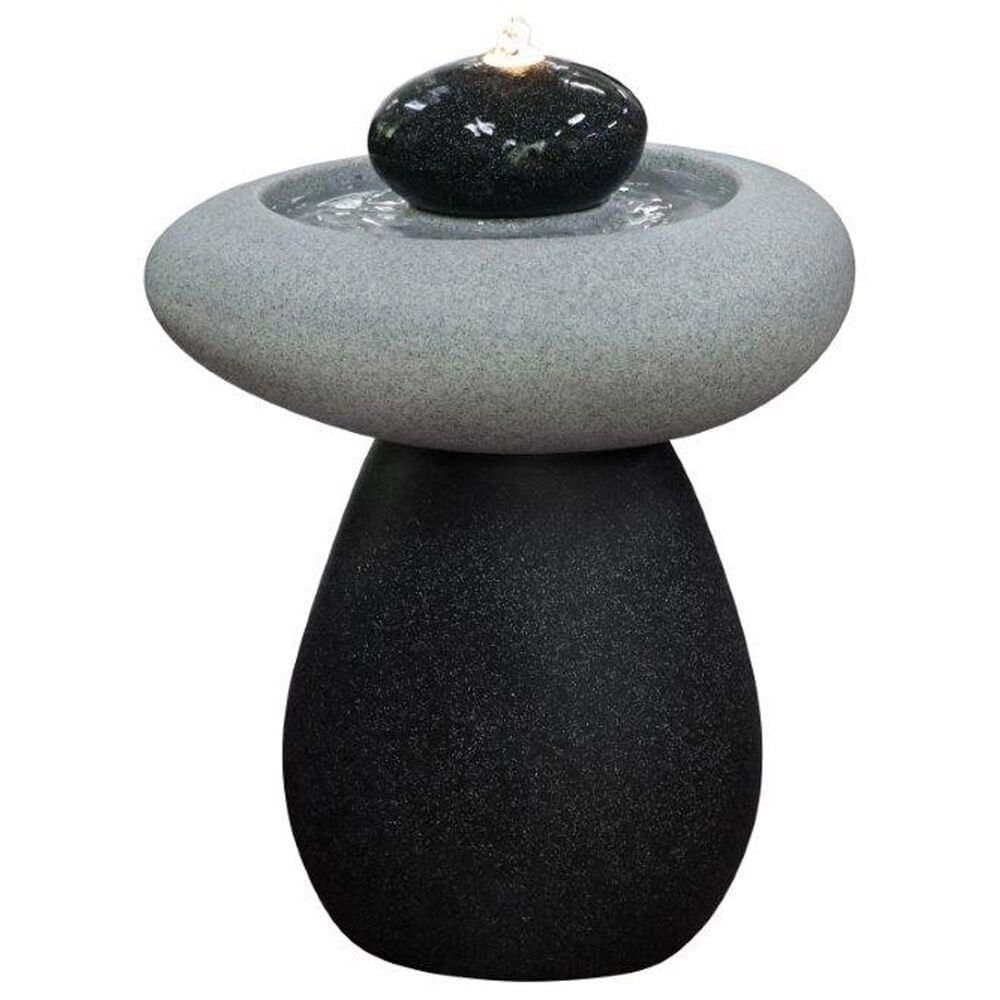 Zentro Living Stones Fountain with Lights in Gray, , large