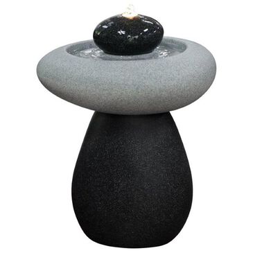 Zentro Living Stones Fountain with Lights in Gray, , large