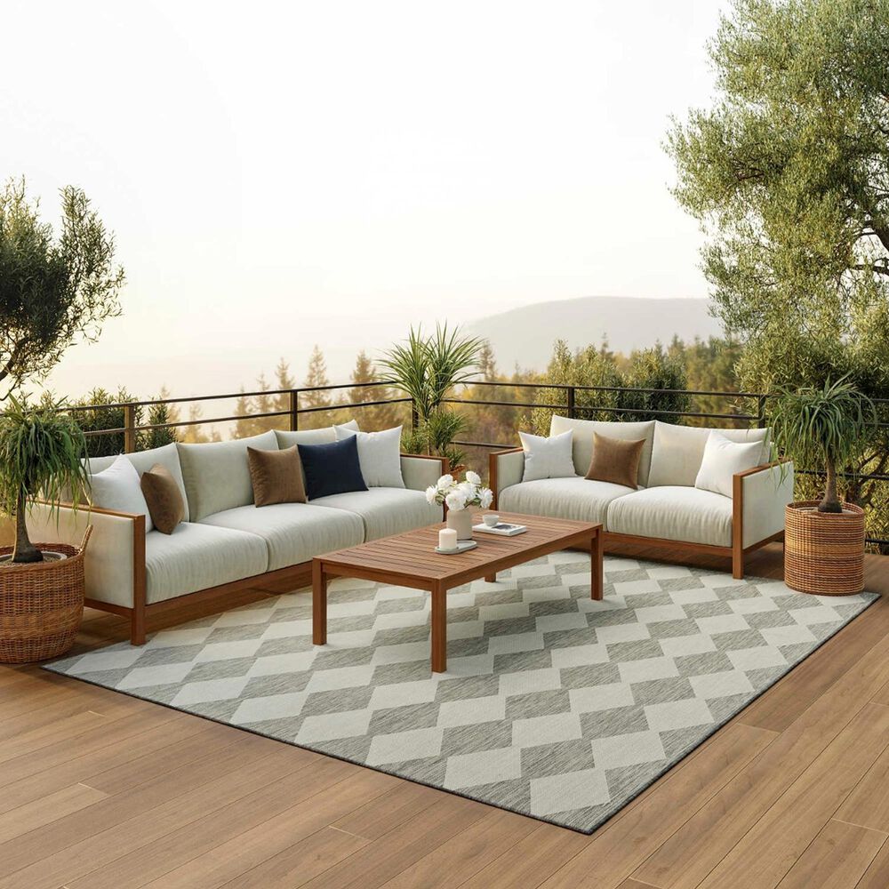 Nourison Positano Geometric Light Grey 8&#39; x 10&#39; Indoor/Outdoor Area Rug, , large