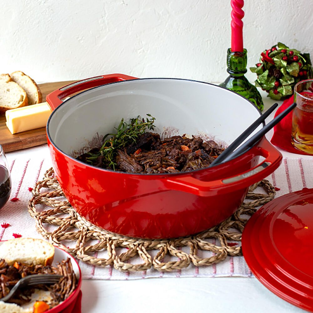 Lodge USA Enamel 7.5 Qt. Cast Iron Dutch Oven in Cherry On Top, , large