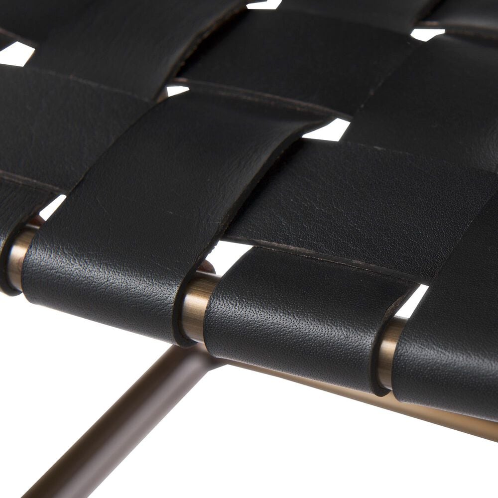 Mercana Clarissa Stool with Black Leather Woven Seat in Gold, , large