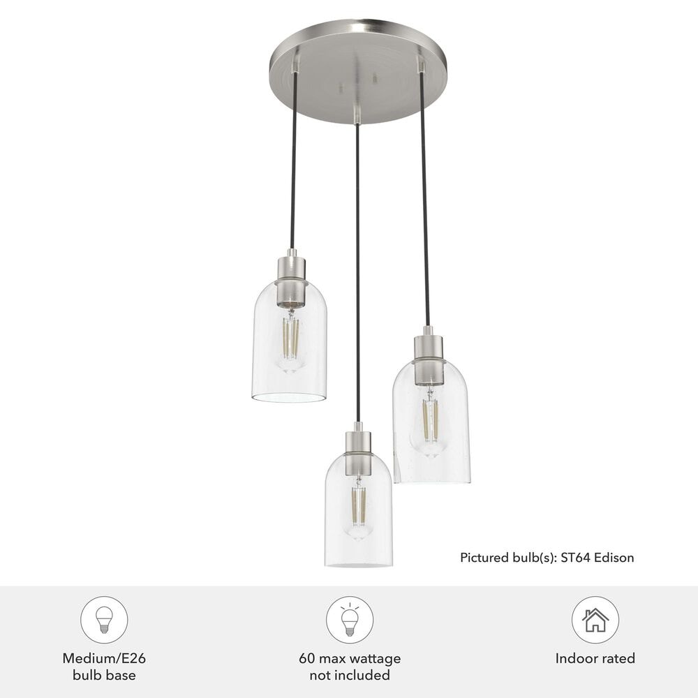 Hunter Lochmeade 3-Light Linear Pendant Cluster in Brushed Nickel, , large