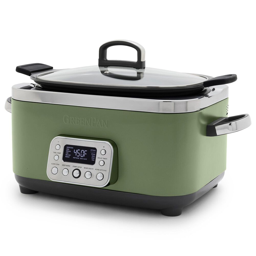 Green Pan Elite 14-In-1 6 Quart Slow Cooker in Sage Green, , large