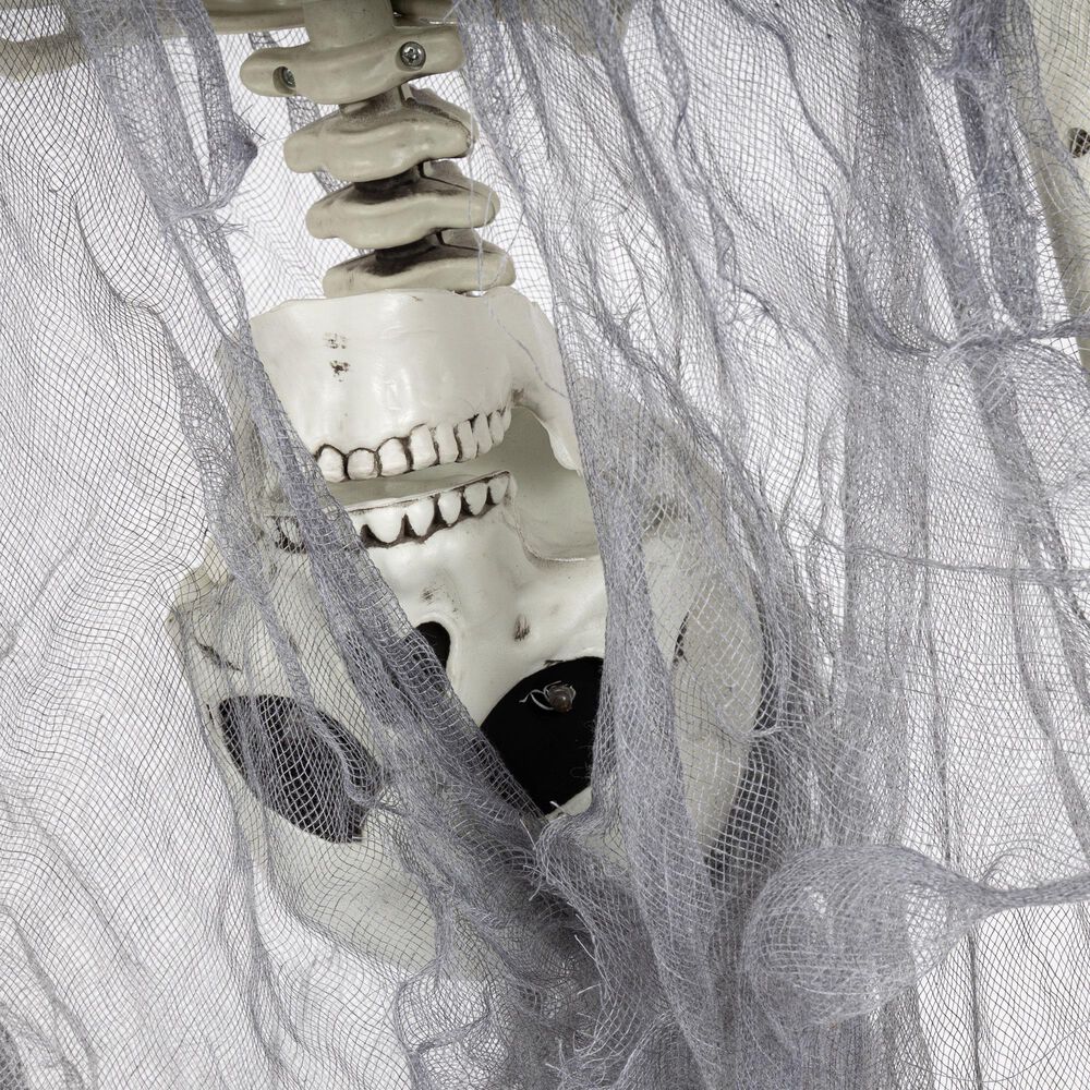 The Gerson Company Lighted Hanging Upside Down Skeleton in White, , large