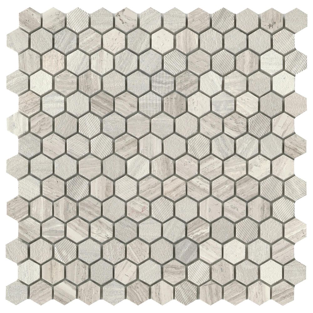 Emser Metro Cream 1" x 1" Hexagon on 12" x 12" Limestone Mosaic Sheet, , large