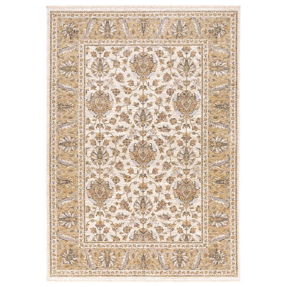Oriental Weavers Maharaja Dakota 5091W 7"10" x 10"10" Ivory and Gold Area Rug, , large