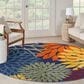 Nourison Aloha ALH05 5"3" Round Navy and Multicolor Indoor/Outdoor Area Rug, , large