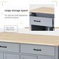 HOMLUX 54" Kitchen Island with Solid Wood Top and Locking Wheels in Grey Blue, , large