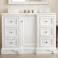 James Martin Vanities De Soto 48" Single Bathroom Vanity in Bright White with 3 cm Eternal Marfil Quartz Top and Rectangular Sink, , large