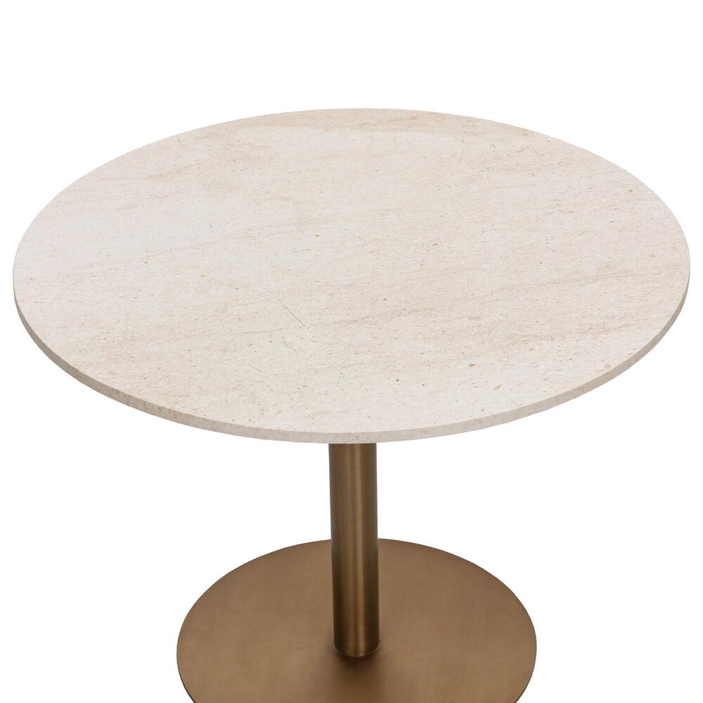 Club Collection By Sunpan Iska 39.5" Round Bistro Table in Cream and Antique Brass - Table Only, , large