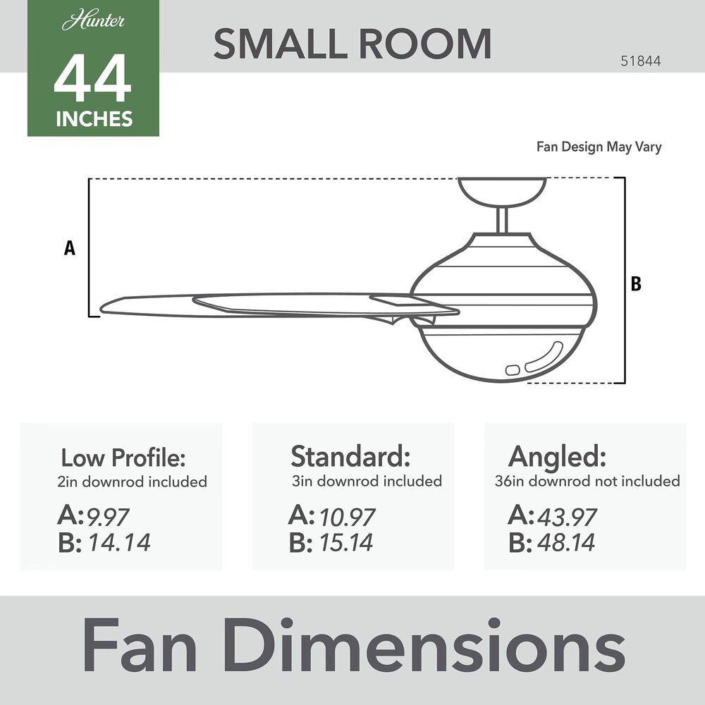 Hunter Gilmour 44&quot; Outdoor Ceiling Fan with LED Lights in Matte Black, , large