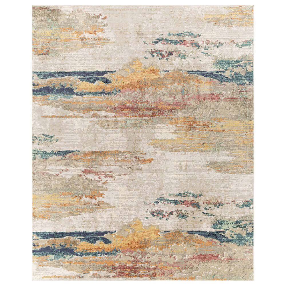 Surya Illusions 7"10" x 10" Cream, Gray, Sage, Orange and Peach Area Rug, , large