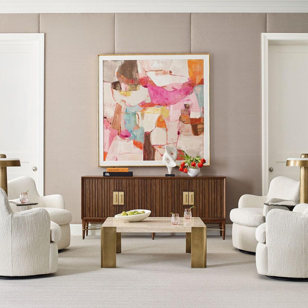 Uttermost Caress Coffee Table in Honey Beige and Antique Brass, , large