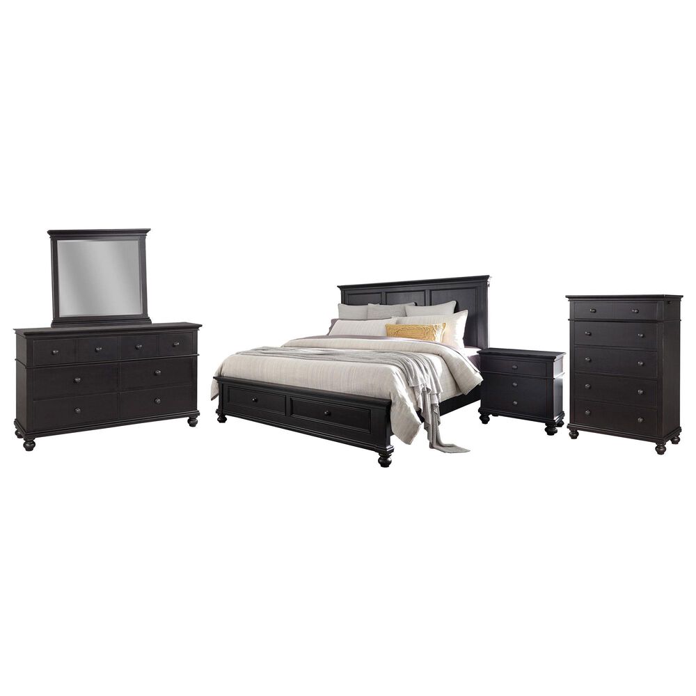 Riva Ridge Oxford 5 Piece California King Storage Panel Bedroom Set in Black, , large