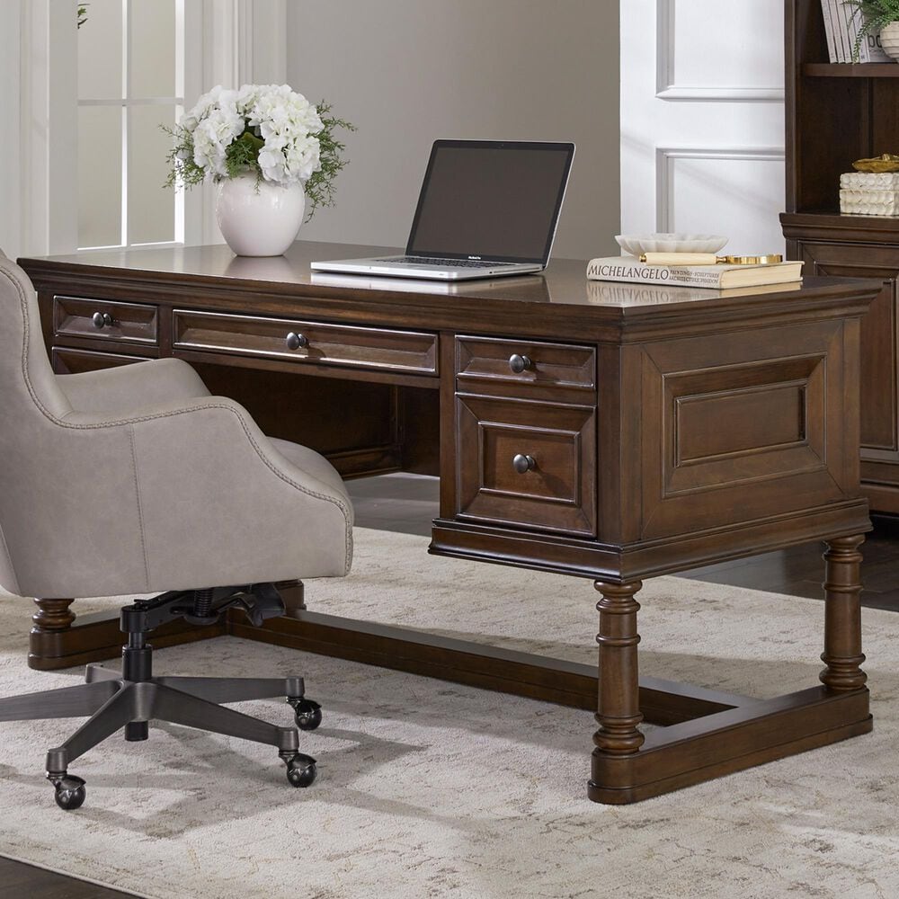Riva Ridge Arlington Half Pedestal Desk in Classis Brown, , large
