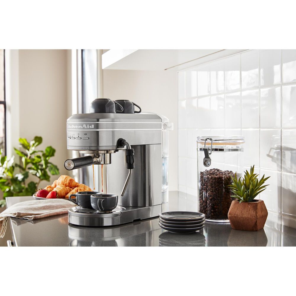 KitchenAid 47 Oz Semi-Automatic Espresso Machine in Brushed Stainless Steel, , large