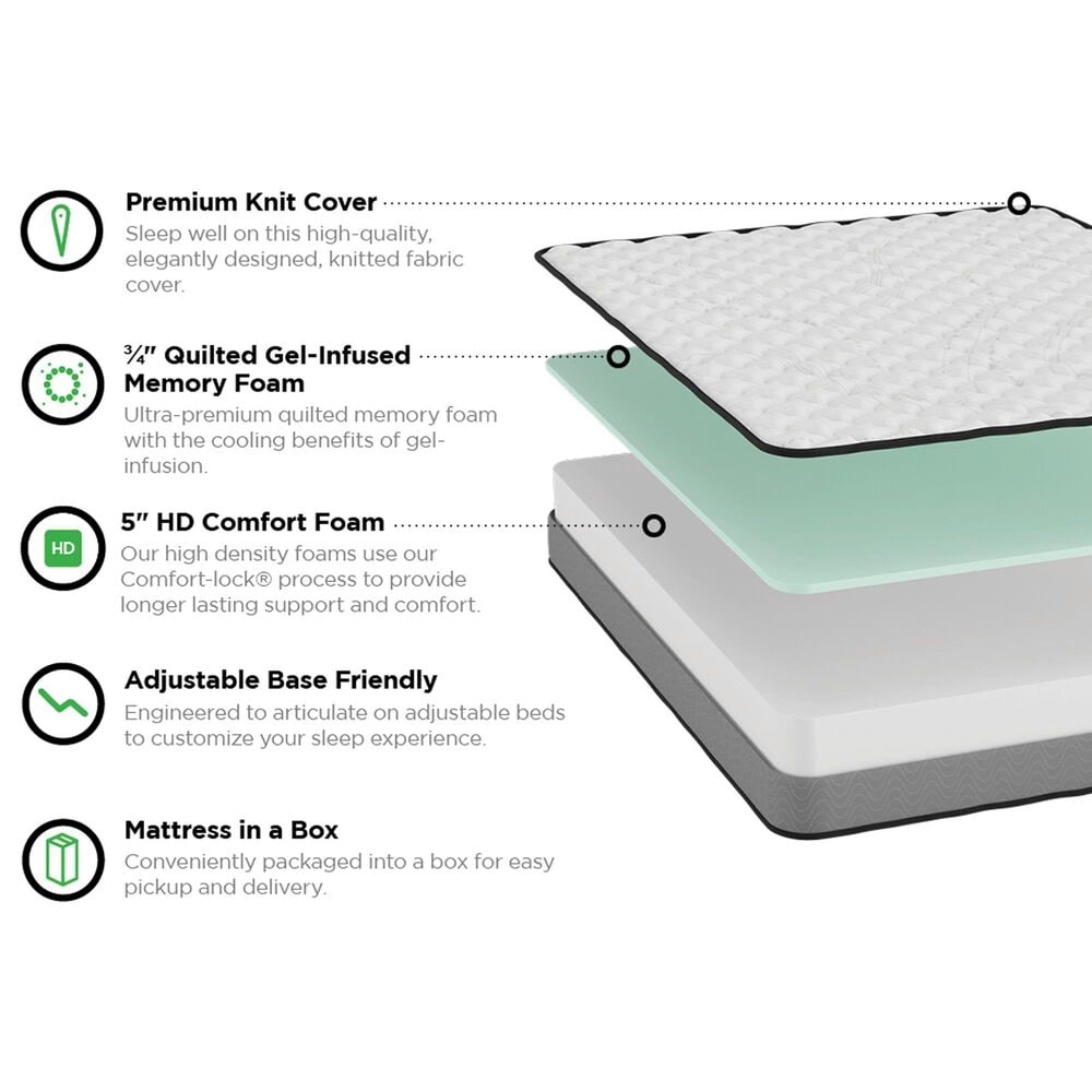 Southerland B&#39;s Sleep 6&quot; Firm Memory Foam Queen Mattress in a Box, , large