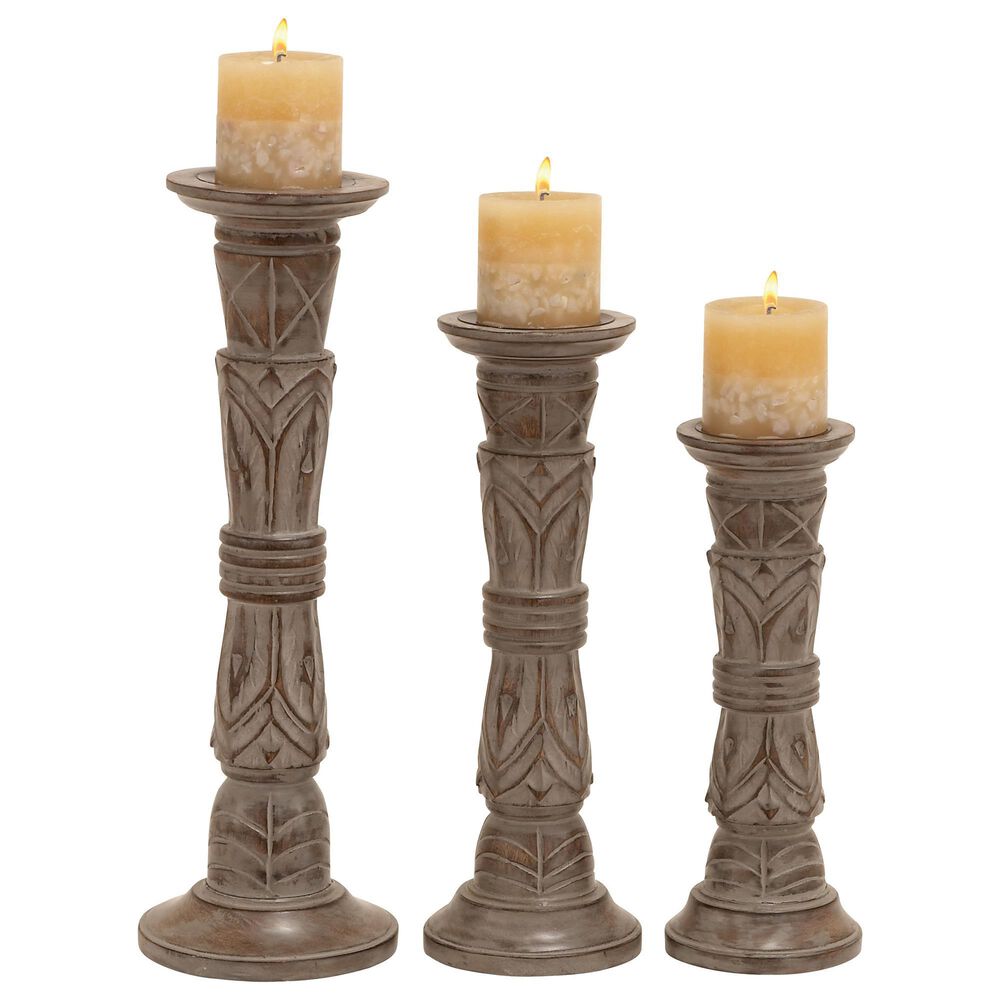 Maple and Jade 18&quot; Candle Holder in Light Brown &#40;Set of 3&#41;, , large