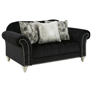 Signature Design by Ashley Harriotte Stationary Loveseat in Black, , large