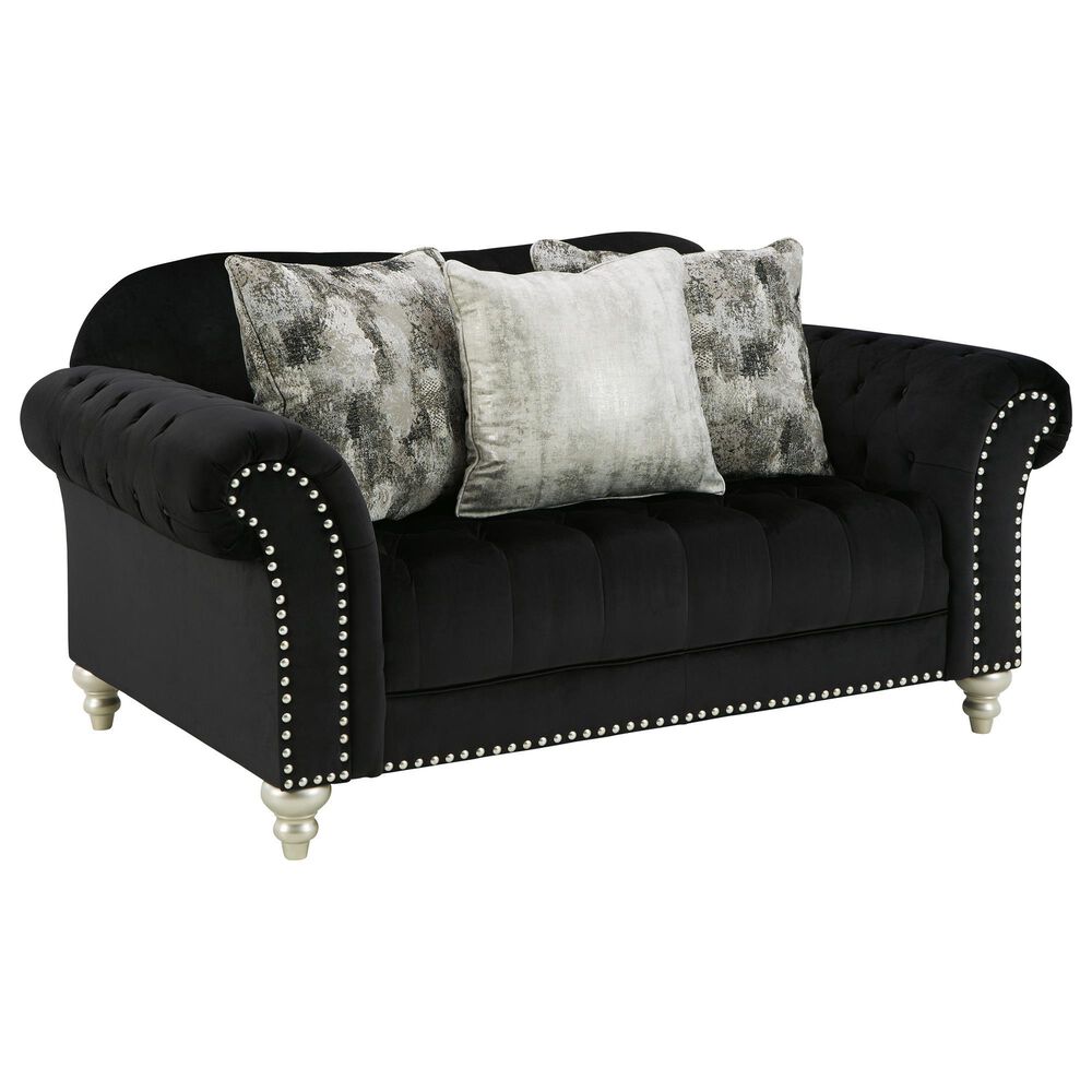 Signature Design by Ashley Harriotte Stationary Loveseat in Black, , large