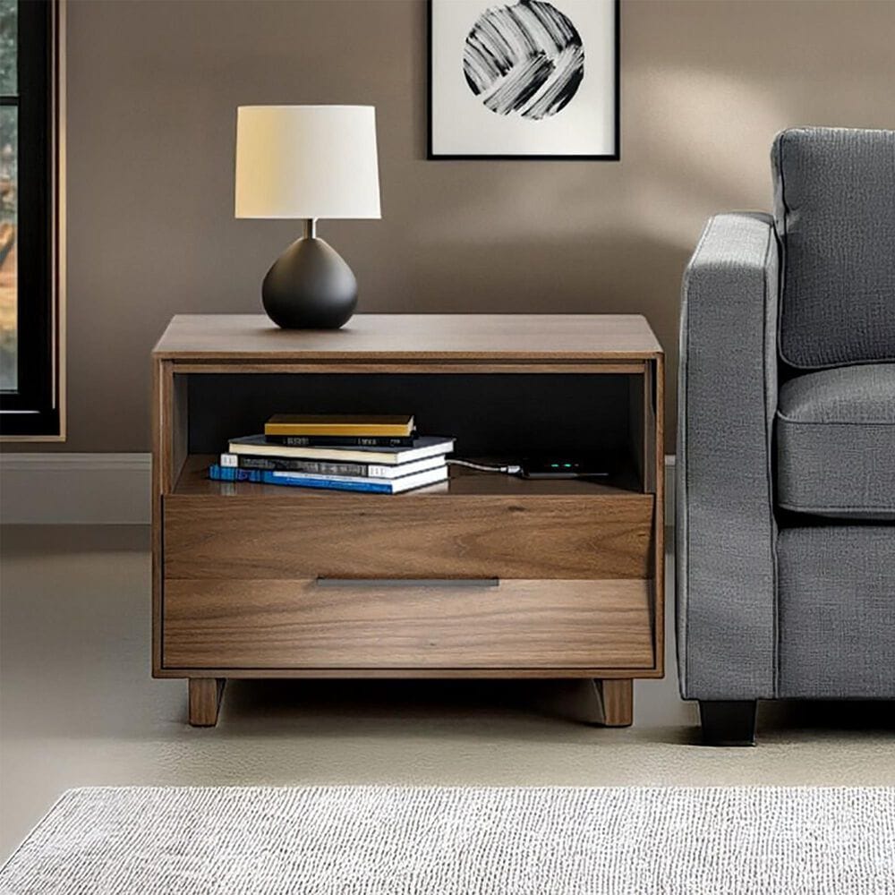 BDI Kava Queen Platform Bed and Two Nightstands in Natural Walnut, , large