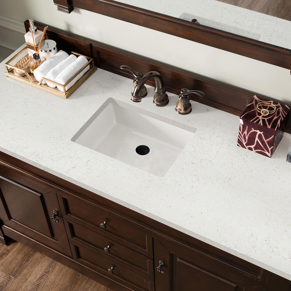 James Martin Vanities Brookfield 60&quot; Single Bathroom Vanity in Burnished Mahogany with 3 cm Lime Delight Quartz Top and Rectangular Sink, , large