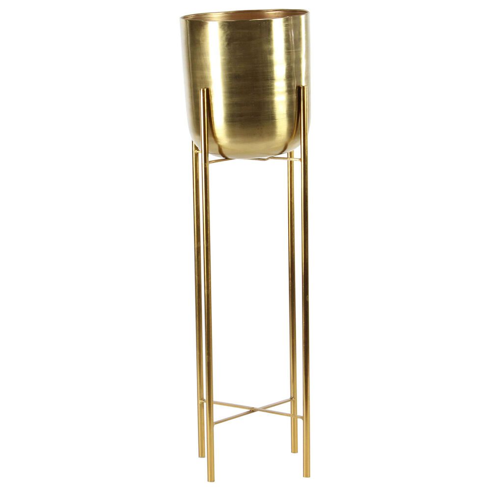 Maple and Jade Dome Indoor/Outdoor Planter with Removable Stand in Polished Gold &#40;Set of 2&#41;, , large