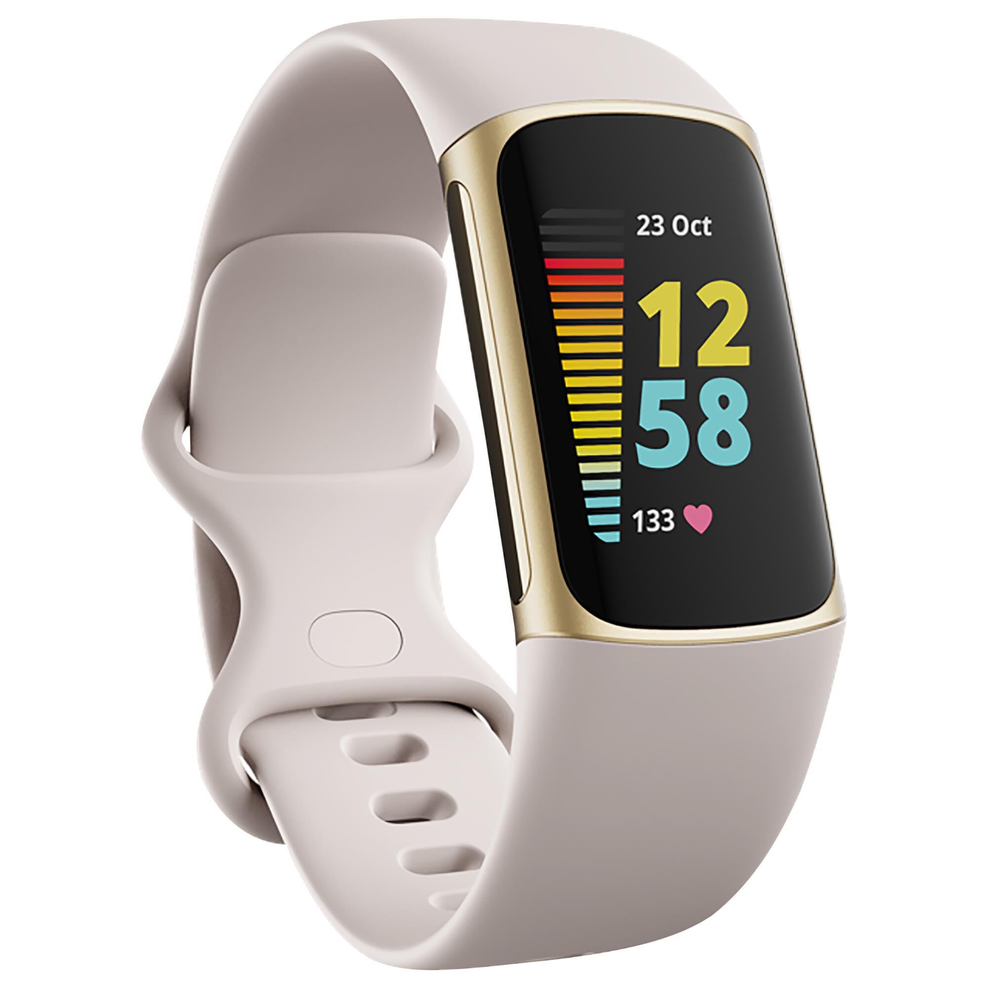 Fitbit Charge 5 Advanced Fitness Tracker in Lunar White and Soft