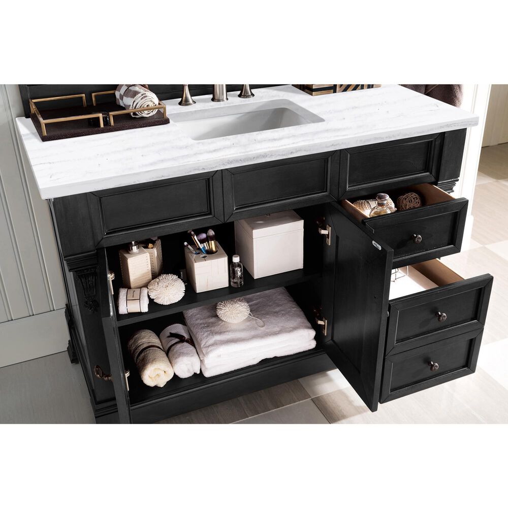 James Martin Vanities Brookfield 48&quot; Single Bathroom Vanity in Antique Black with 3 cm Arctic Fall Solid Surface Top and Rectangle Sink, , large