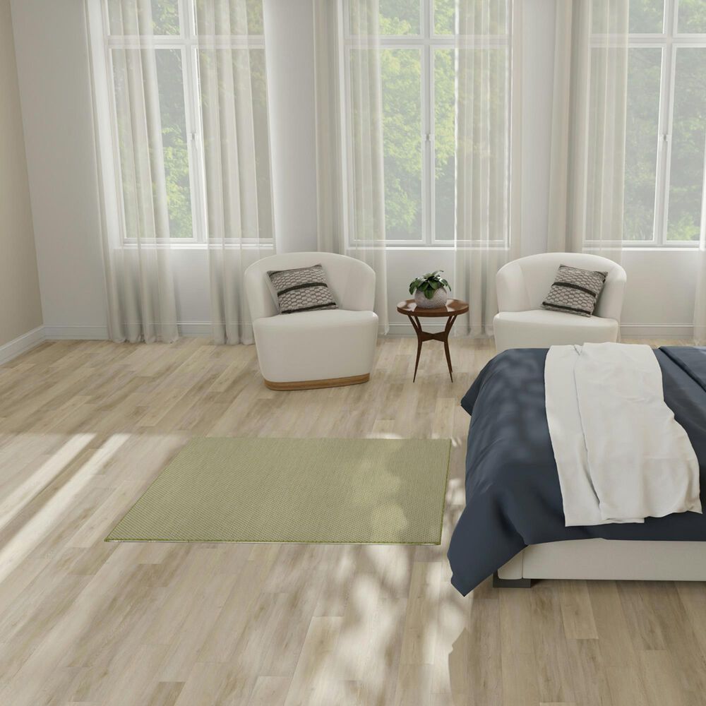 Nourison Courtyard Ivory and Green 4&#39; Square Indoor/Outdoor Area Rug, , large