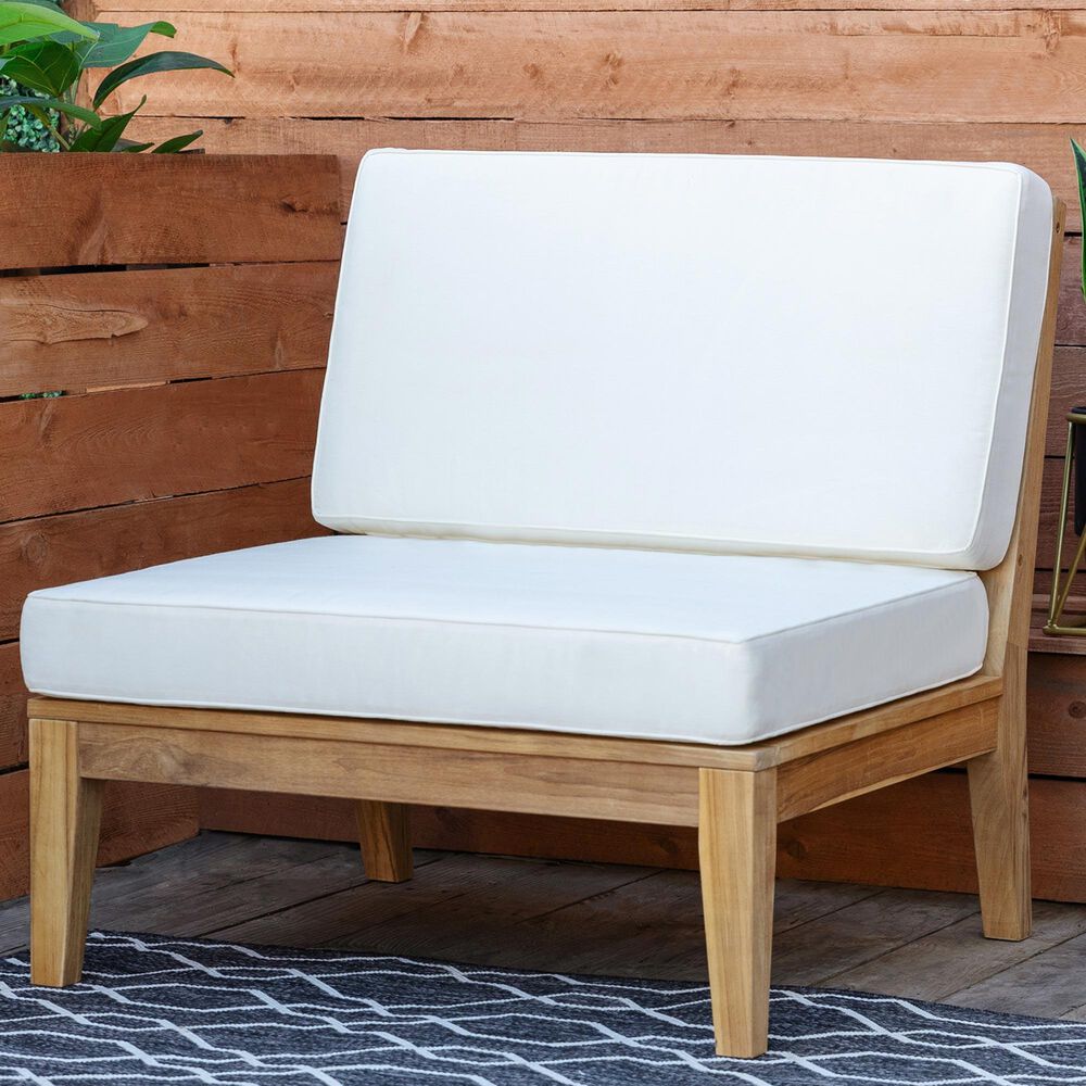 Linon Home Decor Fontana Patio Armless Chair in Antique White, , large