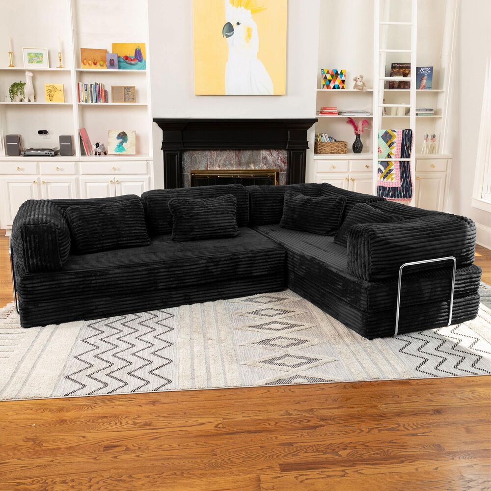 Jaxx Unsofa 2-Piece Modular Right Facing L-Shaped Sectional in Black, , large
