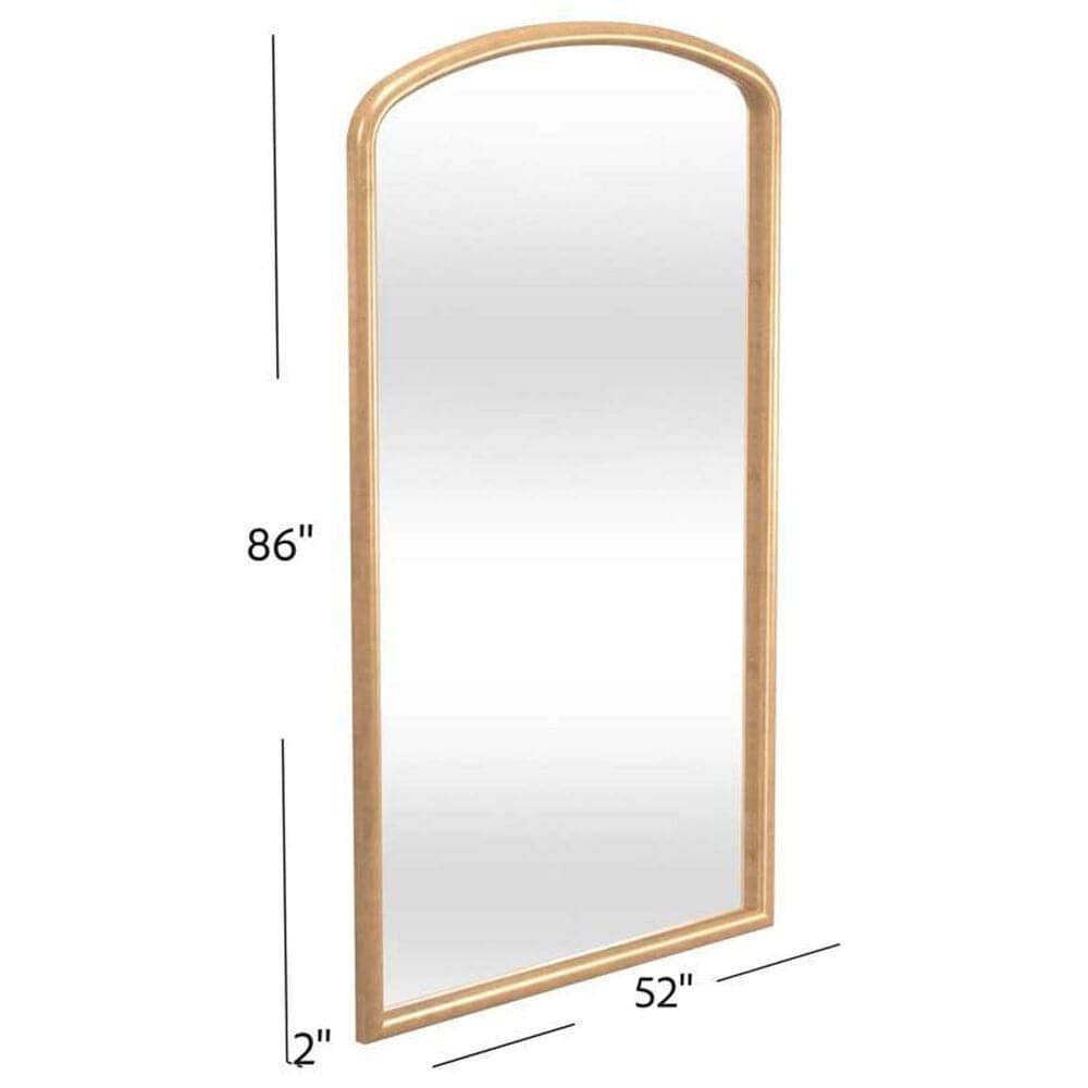 Bassett Mirror Company Brookings Arched Floor Mirror in Antique Gold Leaf, , large