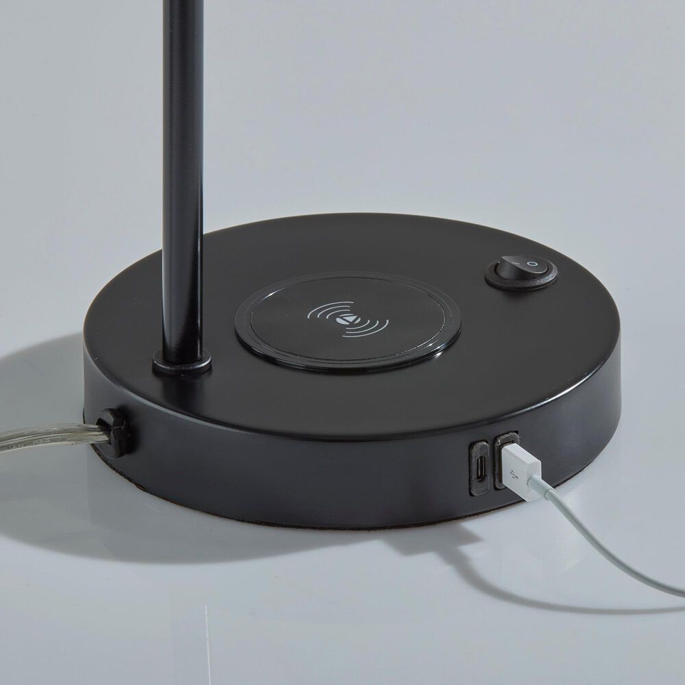 Adesso Emery Desk Lamp with Supercharger in Black, , large