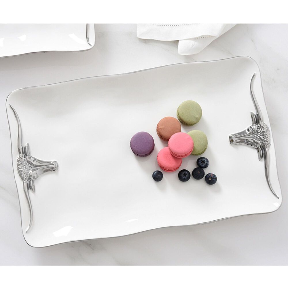Pampa Bay Longhorns Rectangular Platter in White and Silver, , large