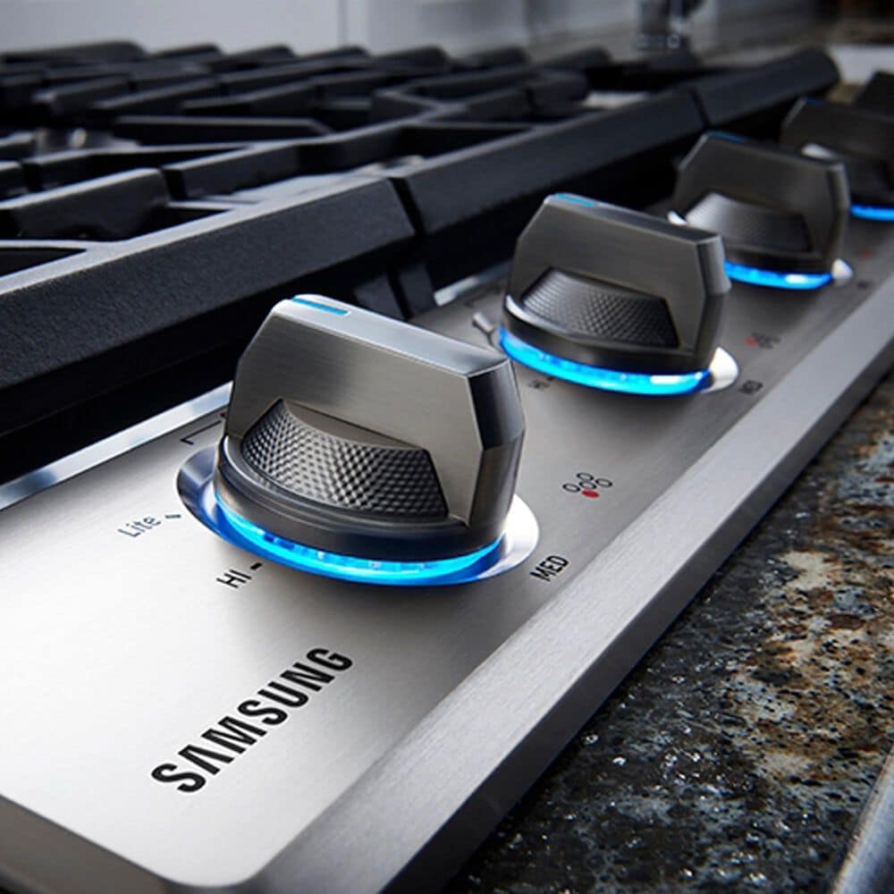 Samsung Bespoke 2-Piece Kitchen Package with White Bespoke 30" Combination Wall Oven and Stainless Steel 36" Gas Cooktop, , large