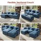 HOMLUX 107.87" Ultra-Comfort Chenille Sectional Sofa Set in Blue, , large
